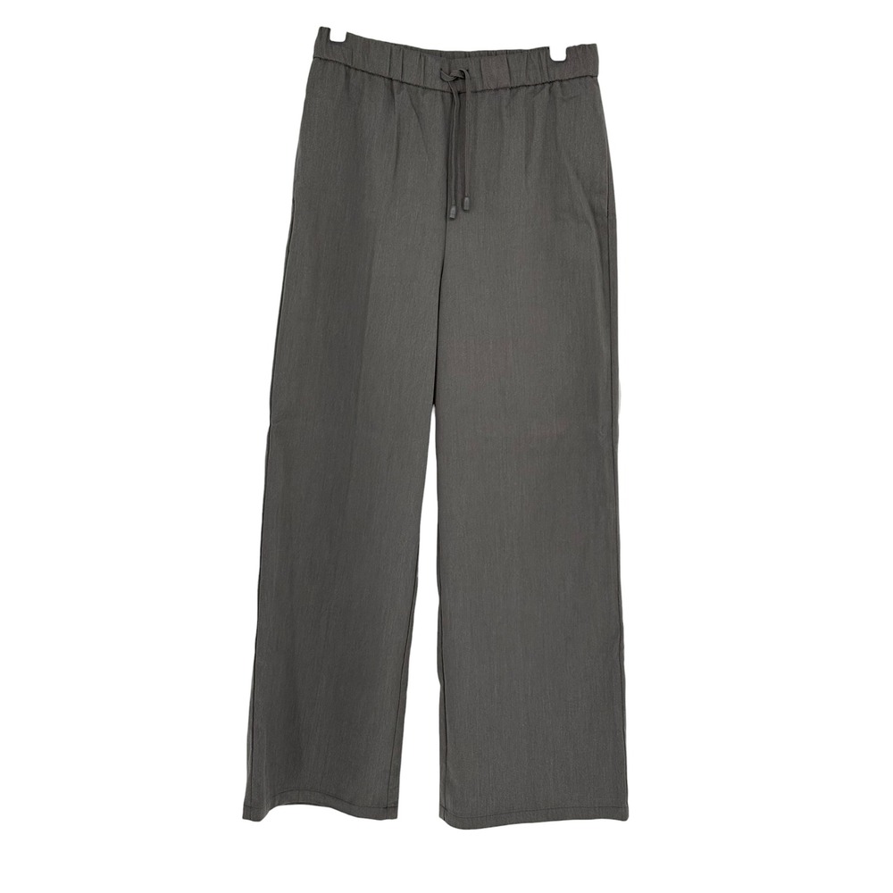 Primark Wide Leg Trousers Grey Elastic Drawstring Waist Pockets Size S